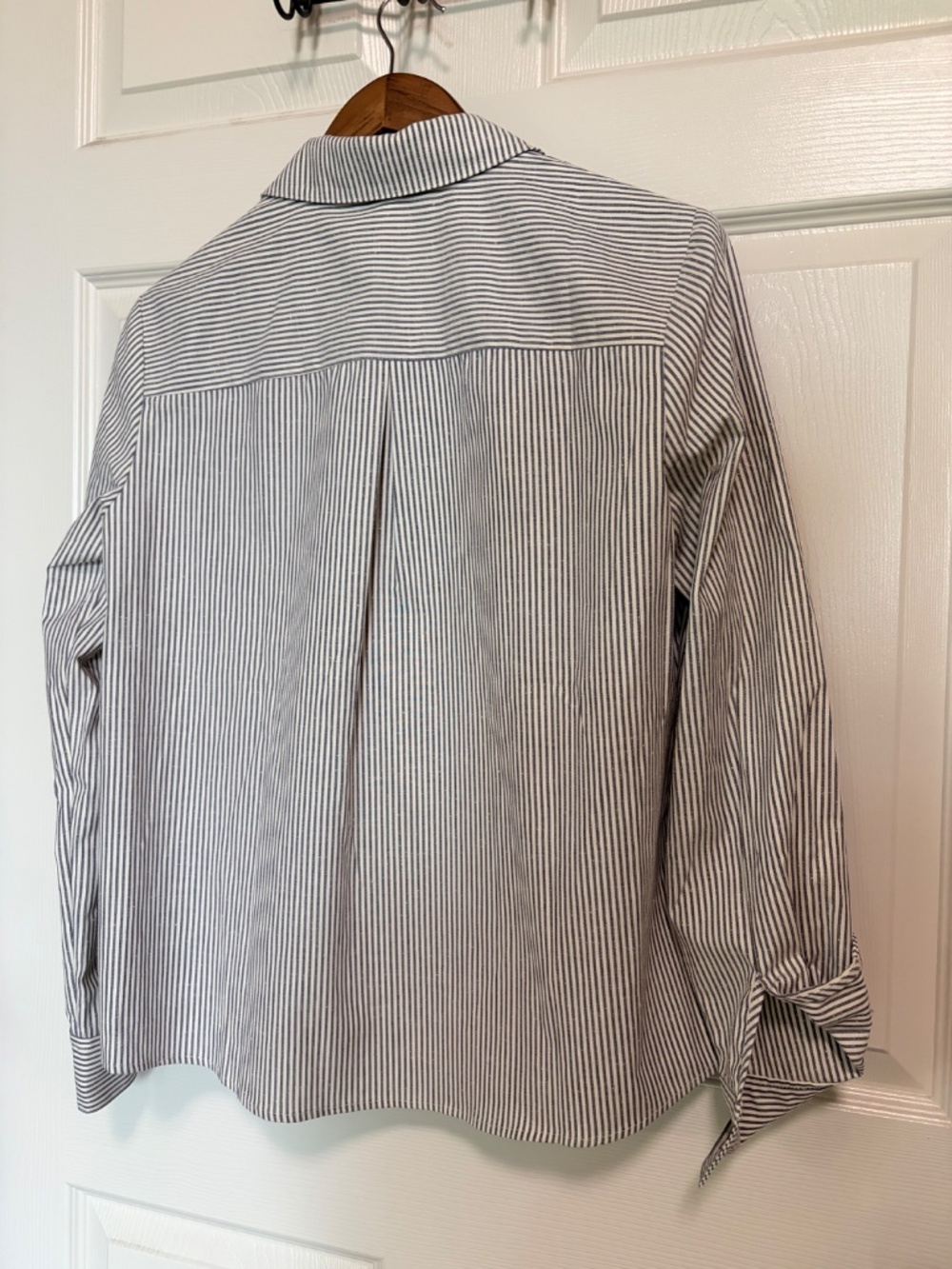 Sezane Tomboy button down shirt Ecru/ Blue sz8 NWT! - Picture 7 of 7